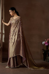 Designer Brown Bridal Saree in Silk with Stone Work and Sequins for Weddings